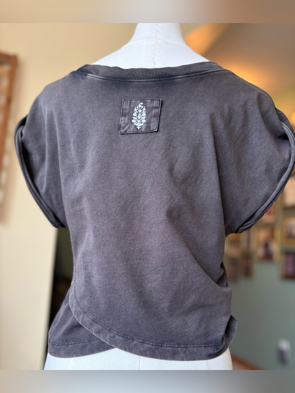 FP Movement Hot Shot Crossover Top in Washed Black - Ruched Side Crop Muscle Tee - Picture 7 of 12